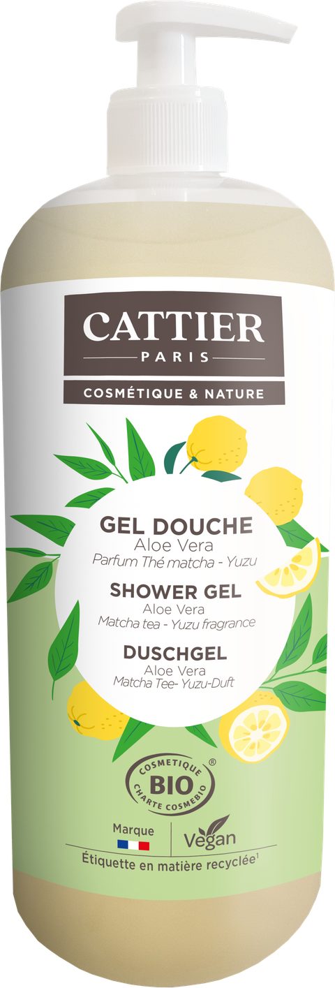Cattier gel douche thé matcha yuzu bio 1l