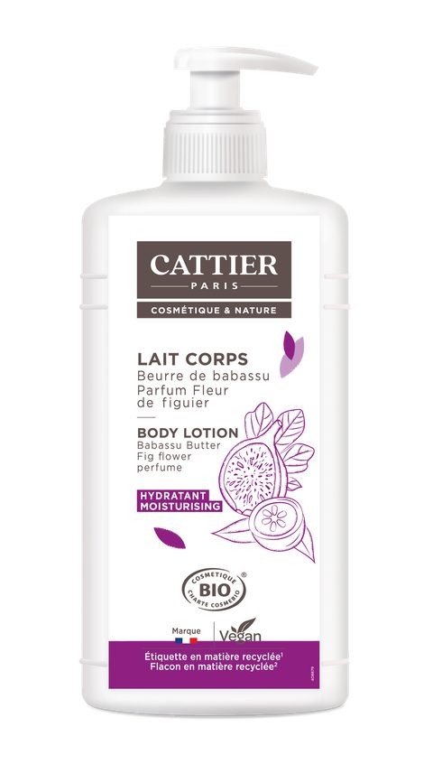 Cattier Lait corps hydratant Beurre de babassu - Parfum Fleur de figuier - 500ml Bio