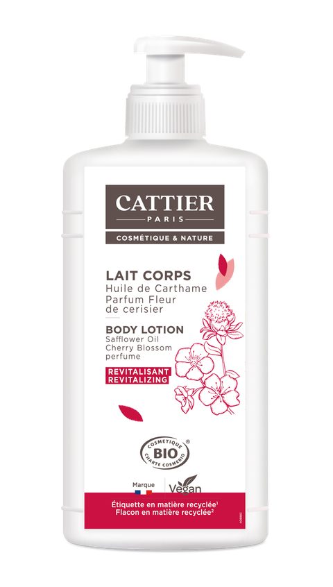 Cattier Lait corps revitalisant Huile de carthame - Parfum Fleur de cerisier - 500ml Bio