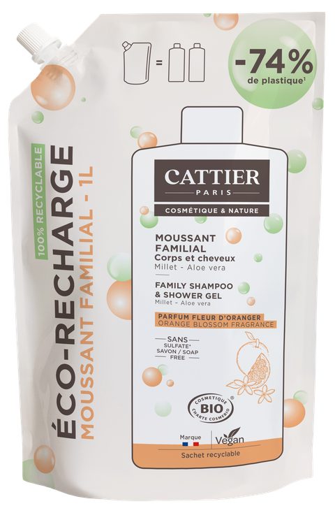 Cattier Moussant Familial Millet-Aloe Vera 1 L Recarga