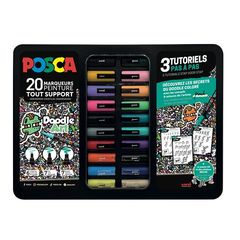 Posca Marqueur à pigment 'DOODLE ART', mallette métal de 20