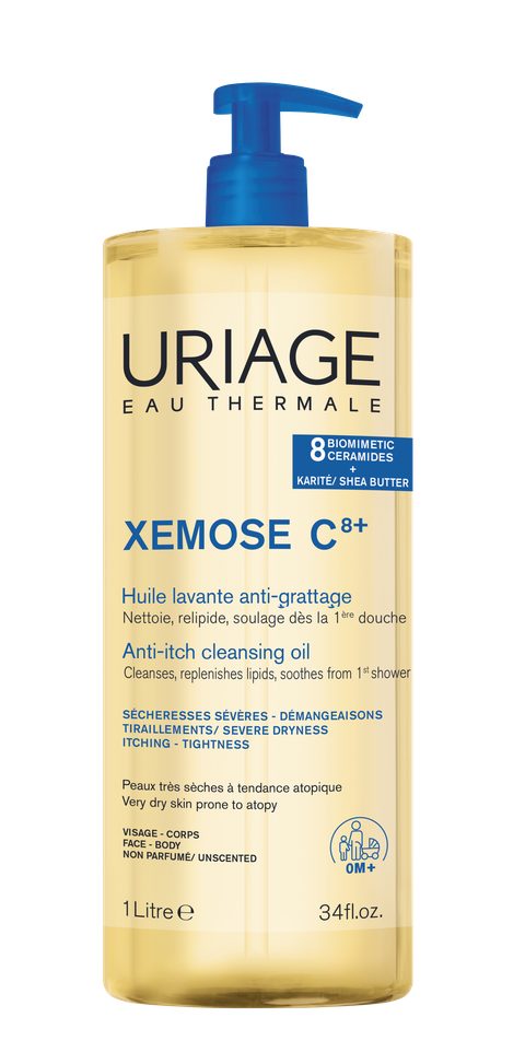 Uriage Xemose C8+ Anti-Itch Cleansing Oil huile nettoyante apaisante pour la peau sèche et souffrant d’eczéma 1000 ml