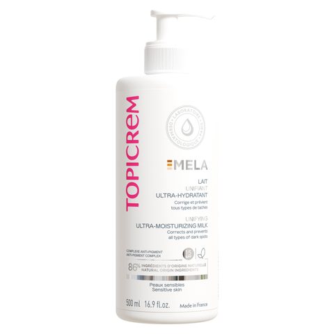 Topicrem MELA Unifying Ultra-Moisturizing Milk SPF15 lait hydratant anti-taches pigmentaires SPF 15 500 ml