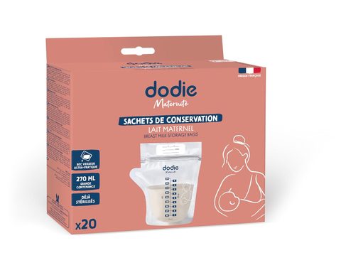 Dodie Sac de Conservation Lait Maternel 20 Unités 270 ml Pré-stérilisé Sans BPA Antifuite