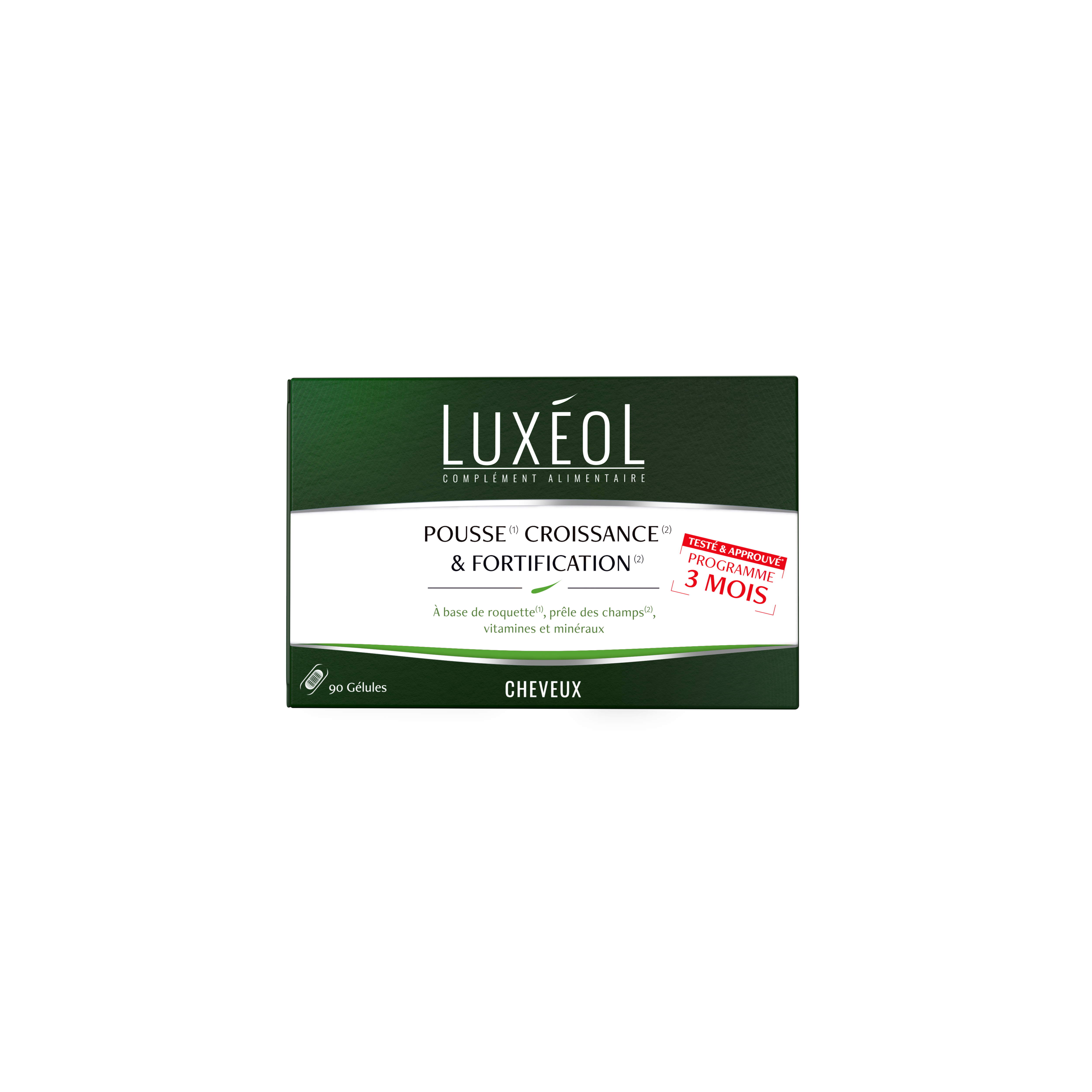 Luxéol Compléments alimentaires pousse, croissance et fortification cheveux cure 3 mois 90 gélules