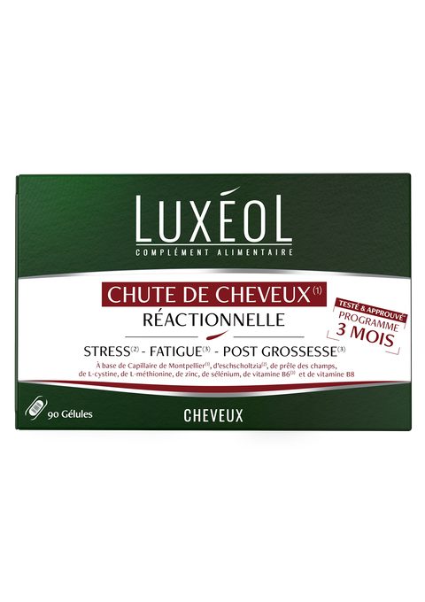Luxéol Compléments alimentaires chute de cheveux réactionnelle cure 3 mois 90 gélules