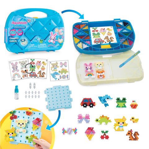 Aquabeads Mallette dinitiation 900 perles de différentes formes et couleurs perles qui collent avec de leau Dès 4 ans