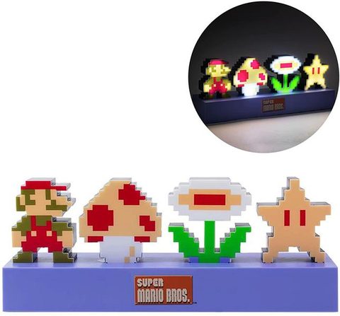 Paladone Lampe Nintendo Lampe New Mario Icons LED 30 cm Veilleuse décorative USB et piles Coloris unique