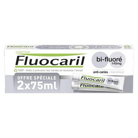 Fluocaril Dentifrice Blancheur Bi-Fluoré 145mg 2x75ml