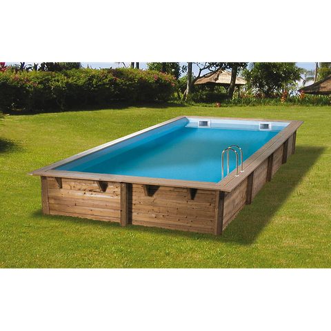 Ubbink Piscine bois Linéa 6,50 x 3,50 x 1,40 m - Liner bleu