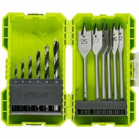Ryobi C empilable perçage bois 12 accessoires (6 forets + 6 mèches plates) - RAK12SWD