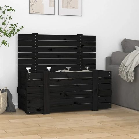 Vidaxl Boîte de rangement Noir 91x40 5x42 cm Bois massif de pin 825002