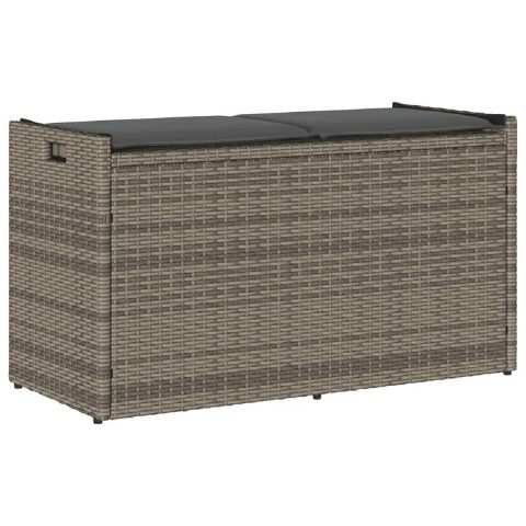 Vidaxl Banc de rangement extérieur coussin gris 100 cm résine tressée 4104062