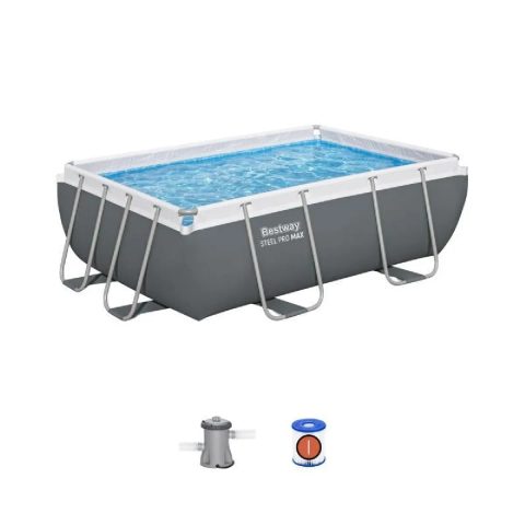 Bestway Kit Piscine hors sol tubulaire - Steel Pro MAX - 282 x 196 x 84 cm - Rectangulaire (Filtre a cartouche, 1 cartouche)