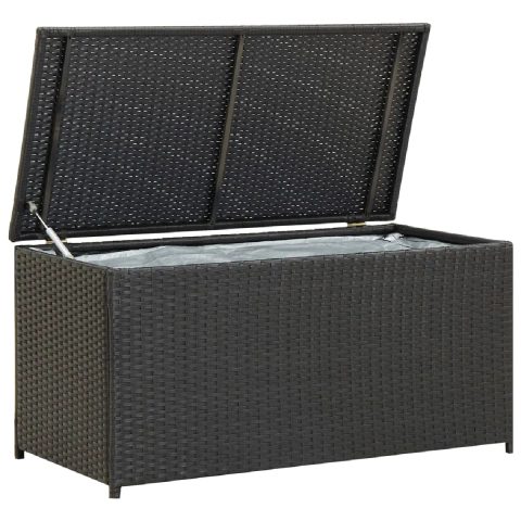 Vidaxl C de rangement - 100x50x50 cm - Résine tressée - Noir - Résistant aux intempéries