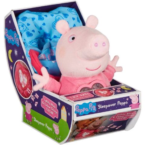 Peppa Pig Peluche Sleepover avec Lumière et Nana, Sac de Couchage et Poignée
