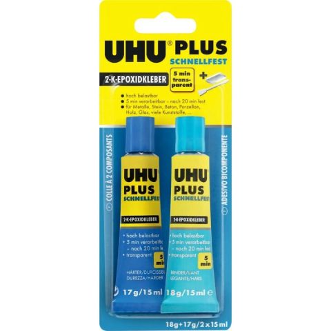 UHU Colle à 2 composants plus adhérence rapide, tube de 35 g
