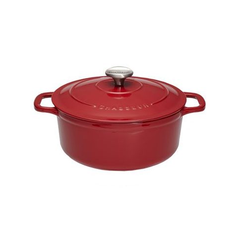 Chasseur Cocotte ronde 24 cm rouge uni interieur sable - Invicta - Rouge - Fonte émaillée