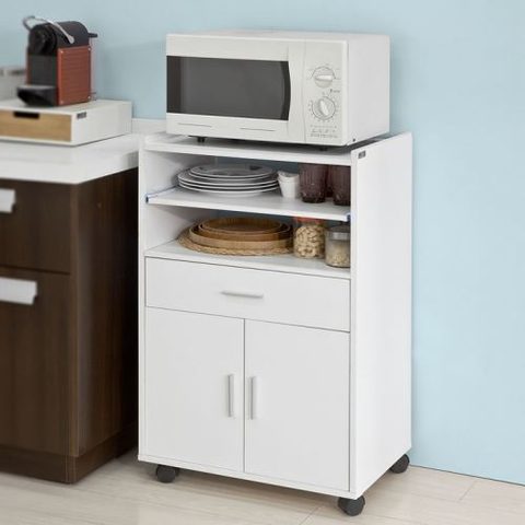 SoBuy FSB09-W Desserte Micro-Onde à roulettes Meuble de Rangement Cuisine