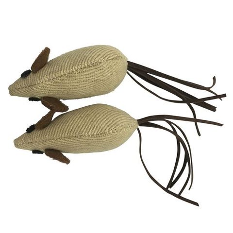 Love Story Lot de 2 Jouets pour Chat Souris 14cm Écru