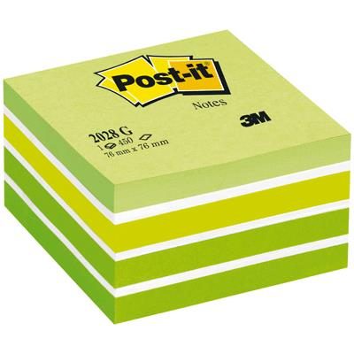 Post It Notes repositionnables 76 x 76 mm - Vert Aquarelle - Bloc de 450 feuilles