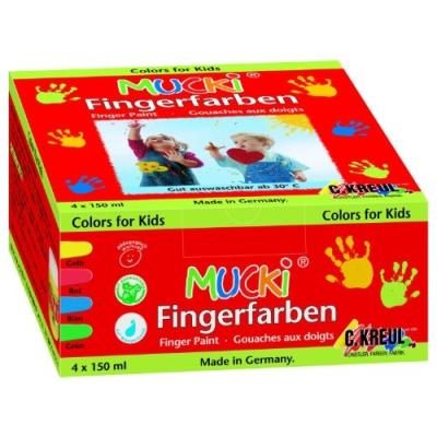Kreul C.kreul gouaches aux doigts mucki, 150 ml, kit de 4