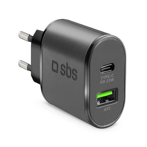 SBS Chargeur mural 25W Chargeur 1xUSB-C PD 25W, 1xUSB-A 18W
