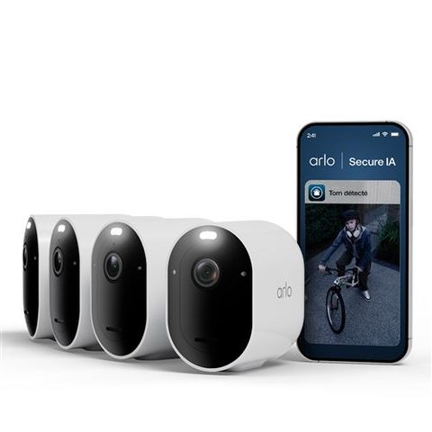 Arlo Caméra de sécurité Pro 6 2K+ IP Kit 4 Extérieur 12x Zoom vision nocturne couleur Wi?Fi