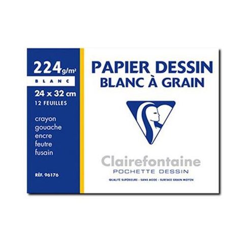 Clairefontaine Pochette papier à dessin 12 feuilles 24x32