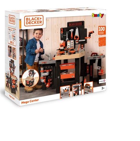 Smoby Atelier Enfant Black+decker Mega Center 100 Accessoires Bois Plastique Noir pour garçon