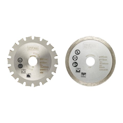 Ryobi kit lames scie circulaire bois/métal/carrelage - Lot de 2