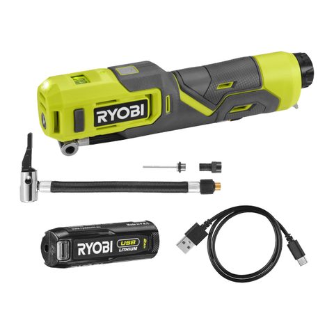 Ryobi Gonfleur 4V USB Lithium pneus vélo ballons - batterie 2Ah + chargeur - RI4-120G