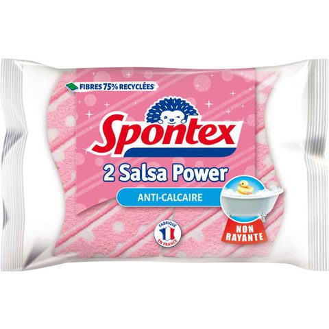 Spontex Salsa Power Éponges salle de bain non abrasives anticalcaire 2 éponges