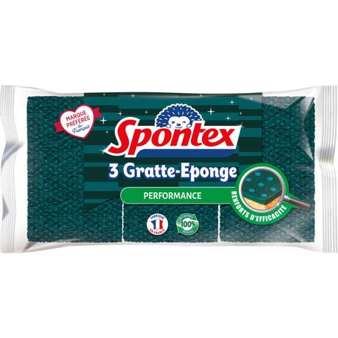 Spontex Éponges à récurer Performance (Nettoyant à éponges) - Lot de 3