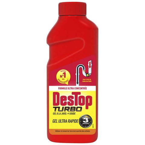 Destop Déboucheur Surpuissant Gel Turbo 2 Doses, 500 ml