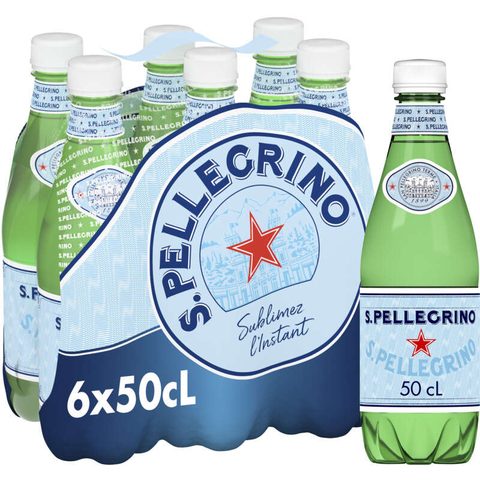San Pellegrino S.Pellegrino Eau minérale gazeuse légèrement pétillante - Lot 24 bouteilles PET 50 cl