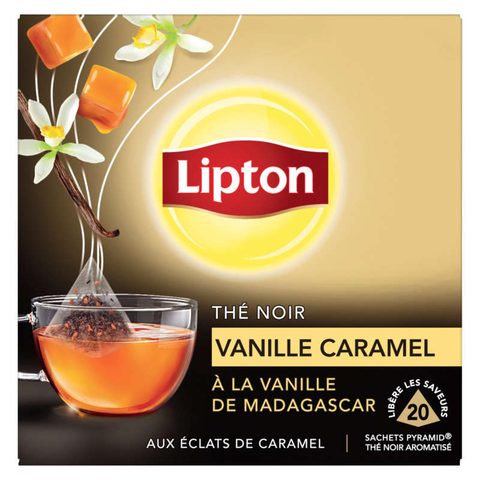 Lipton Thé noir Vanille Caramel, 20 sachets, 34 g