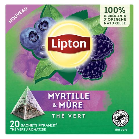Lipton thé vert aromatisé myrtille & mûre x20 - 32g