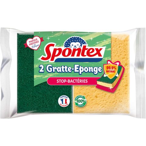 Spontex Éponges à récurer antibactériennes - Lot de 2