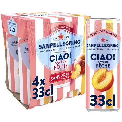 San Pellegrino ciao! boisson gazeuse aromatisée pêche 4x33cl