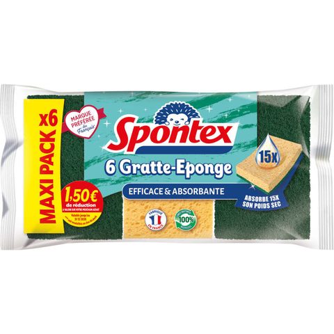 Spontex gratte-éponge fibres recyclées x6