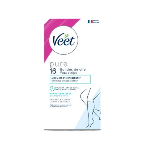 Veet pure bandes de cire corps et jambes peaux sensibles x16