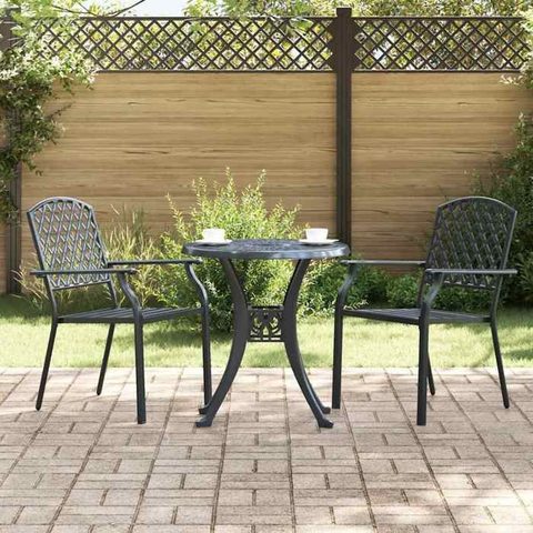 Vidaxl Chaises de jardin empilables - Acier - Anthracite - Lot de 2 Gris