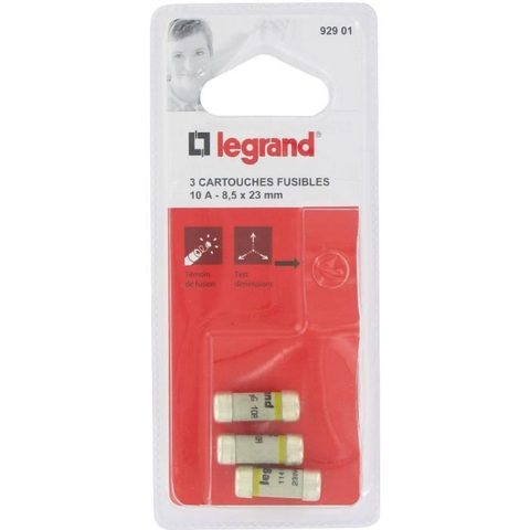 Legrand 3 fusibles céramique 8.5 x 23 mm avec voyant