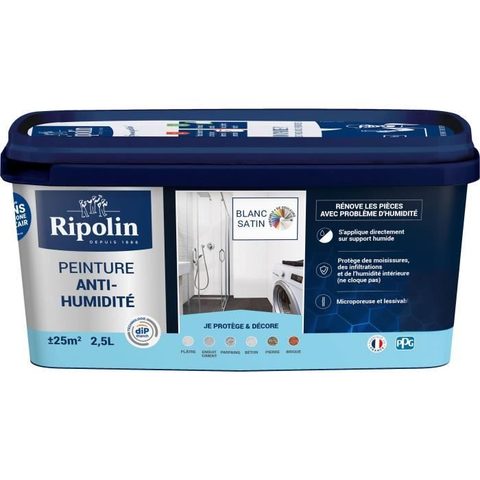 Ripolin Peinture anti-humidité intérieur satin blanc 2,5L