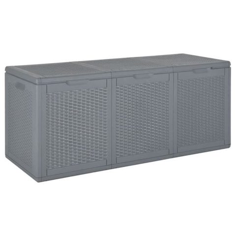Vidaxl Boîte de rangement de jardin gris PP rotin 270 L 364061
