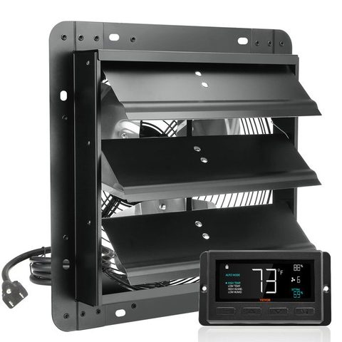 Vevor Ventilateur dextraction à Volets-VEVOR-30 5 cm-Contrôleur de Température et dhumidité-Vitesse Variable-1500 m³/h-Serre-Garage