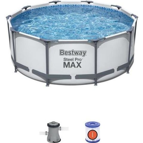 Bestway Piscine Demontable Hors sol Tubulaire Steel Pro Max 305x100 cm Epurateur a Cartouche 1.249 L/H Echelle