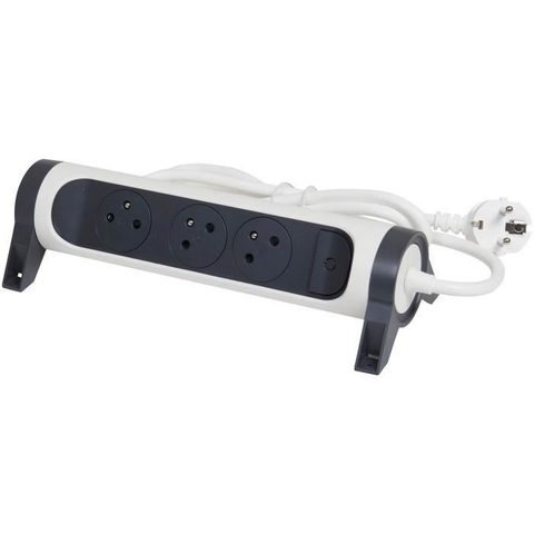 Legrand Multiprise avec interrupteur 3 prises rotative à fixer noir et gris 1.5 m