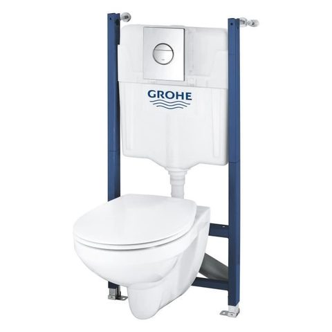 Grohe Pack Bâti support 5 en 1 - Blanc - 1.13 m - Céramique - Cuvette + abattant + plaque de commande + supports muraux